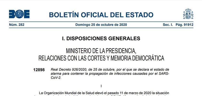 El Gobierno español decreta el estado de alarma hasta el 9 de Mayo.